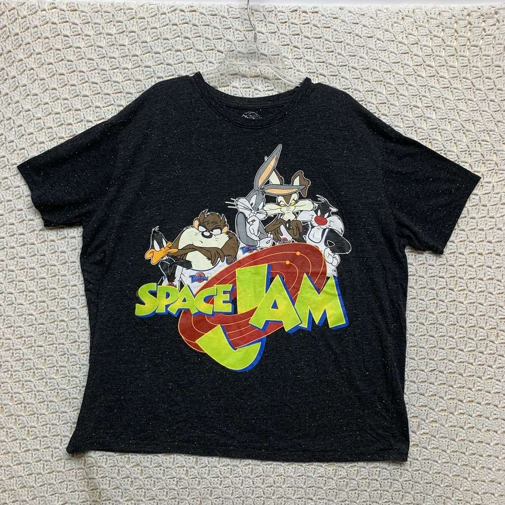 Space Jam Mens Shirt 3XL Black Confetti Short Sleeve  Looney TuneSquad‎